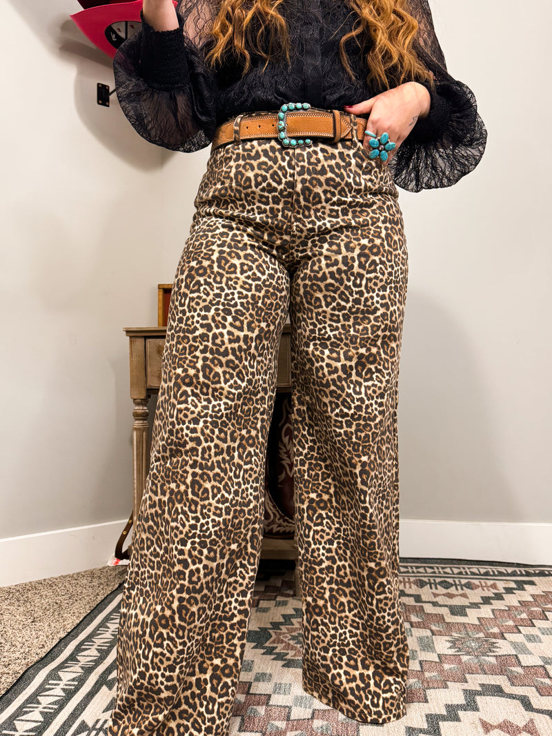 Leopard Wide Leg Jean