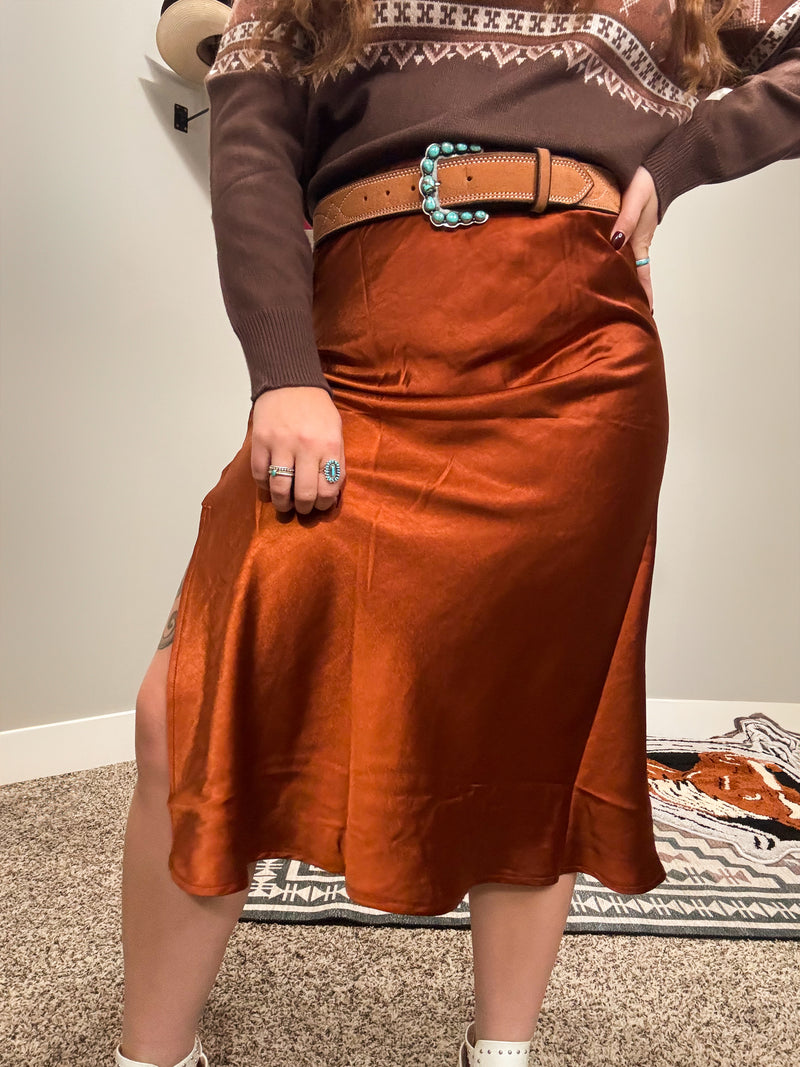 Bronze Satin Skirt