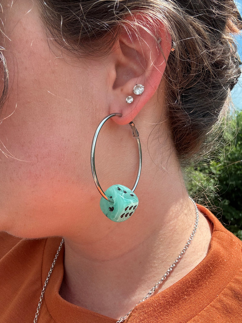 Dice Earrings - Green