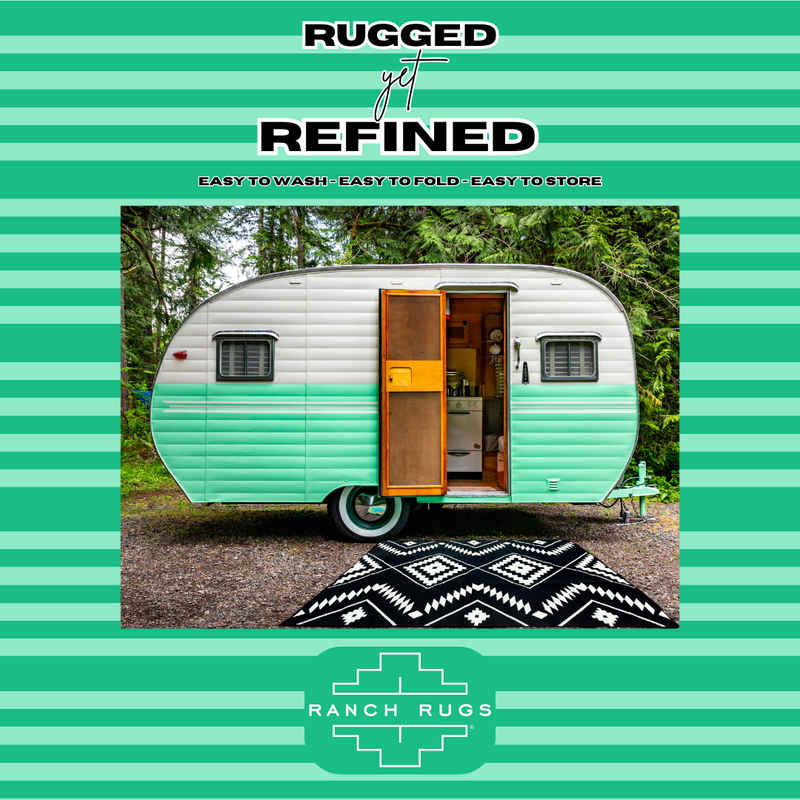 Black + Ivory - 6ft x 9ft - RANCH RUGS  -THE DAVIS -