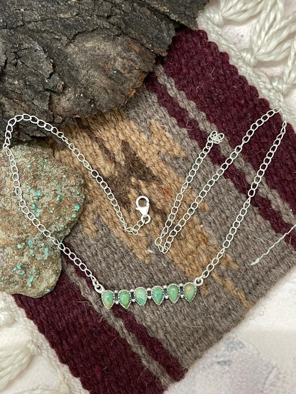 Handmade Sterling Silver Kingman Turquoise Necklace "Signed Nizhoni"