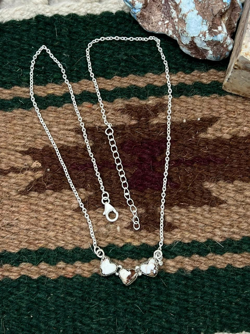 Handmade Sterling Silver Wild Horse Magnesite Necklace "Signed Nizhoni"