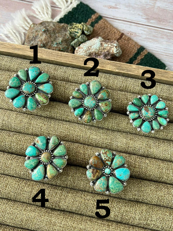 Handmade Sterling Silver Mantis Turquoise Adjustable Ring With Signed Nizhoni