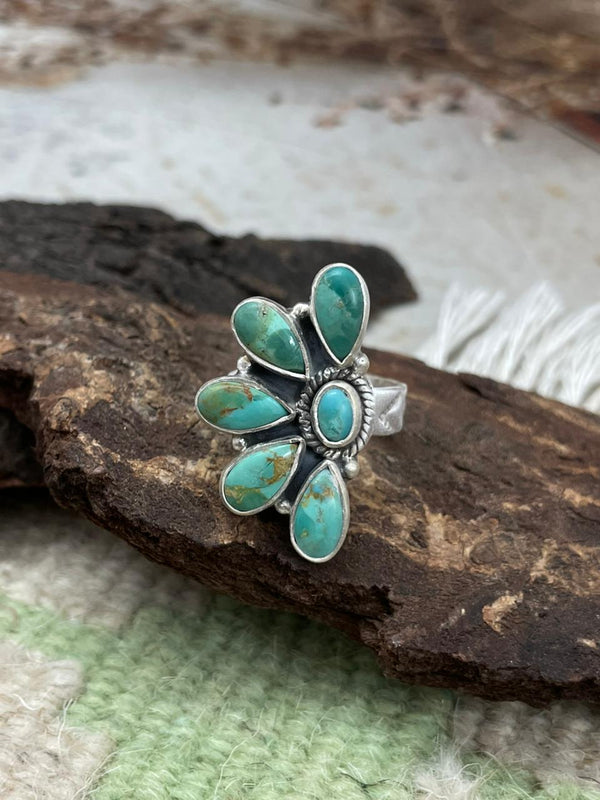 Handmade Sterling Silver Kingman Turquoise Adjustable "Signed Nizhoni"