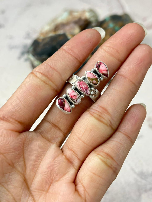 Handmade Sterling Silver Dahlia Rose Adjustable Ring "Signed Nizhoni"