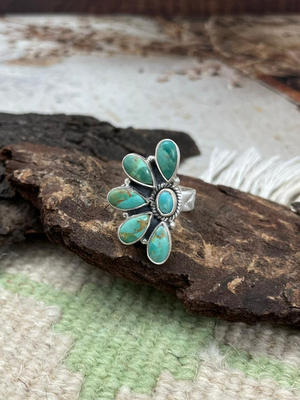 Handmade Sterling Silver Kingman Turquoise Adjustable "Signed Nizhoni"