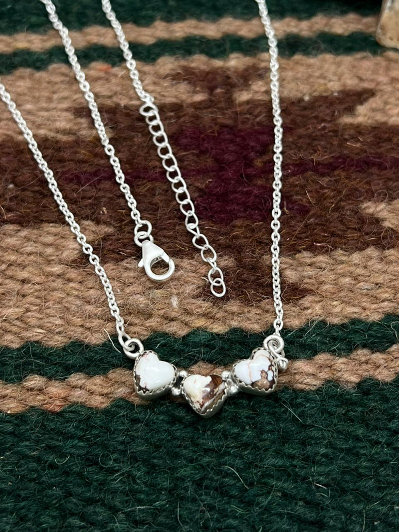 Handmade Sterling Silver Wild Horse Magnesite Necklace "Signed Nizhoni"