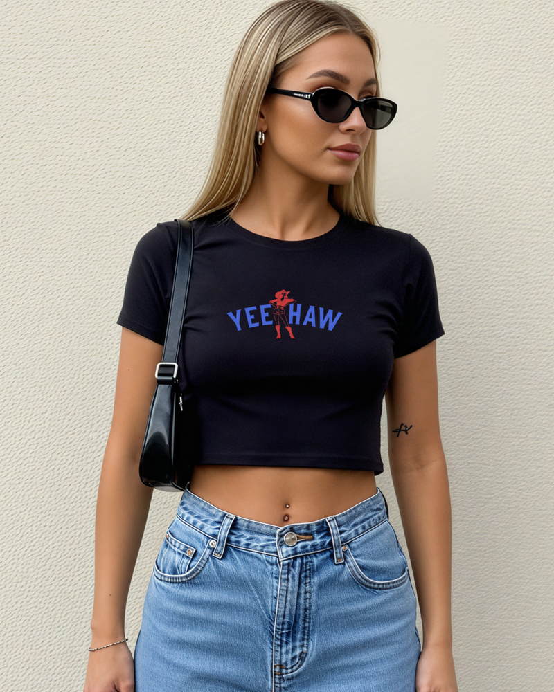 YeeHaw Baby Tee-Black