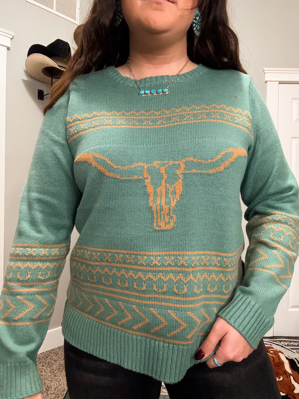 Longhorn Sweater *Aqua*