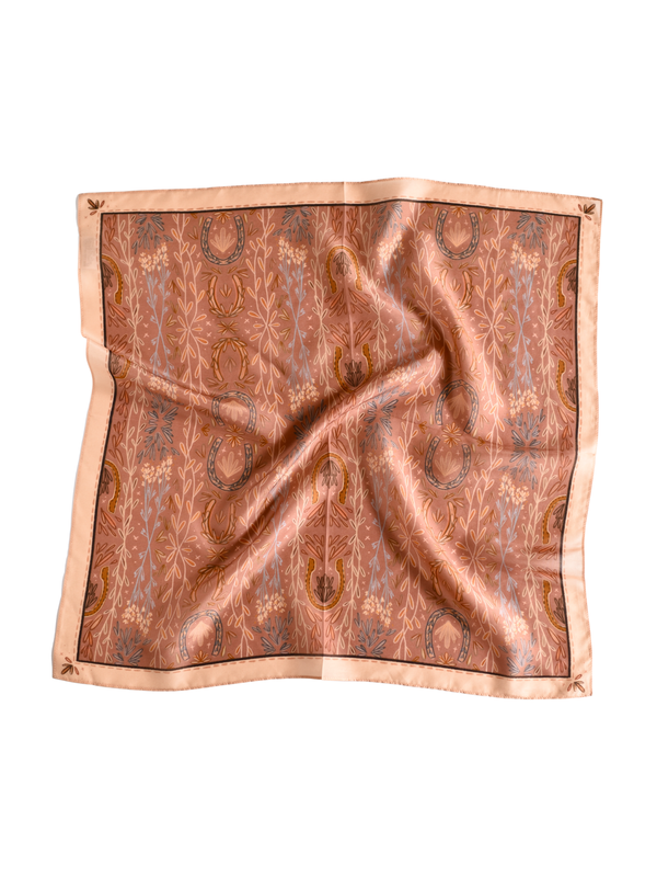 Western Harvest in Dusty Rose Silk Wild Rag Scarf