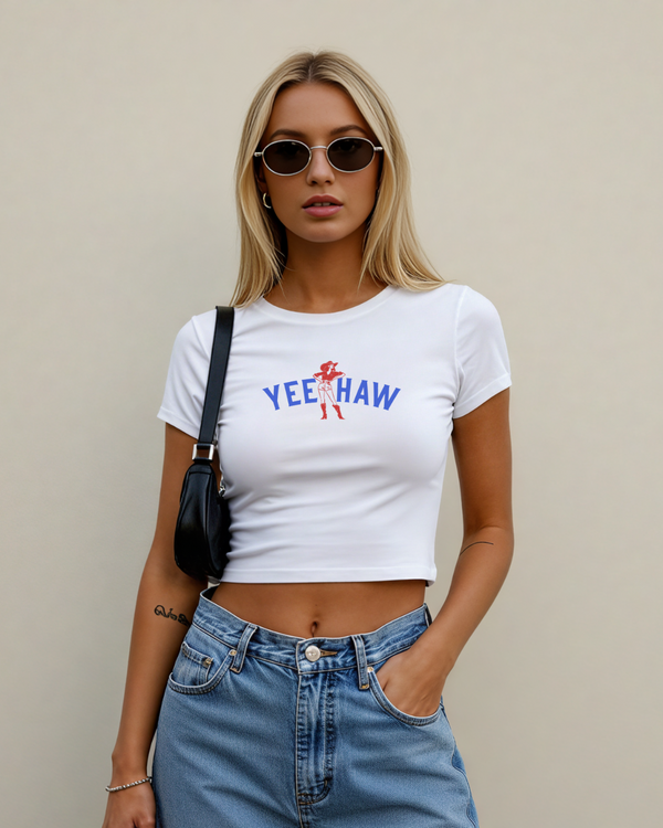 YeeHaw Baby Tee-White