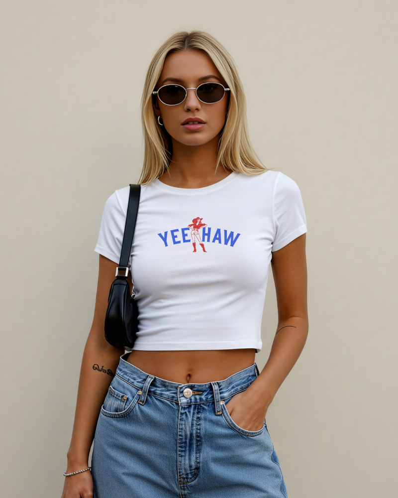 YeeHaw Baby Tee-White