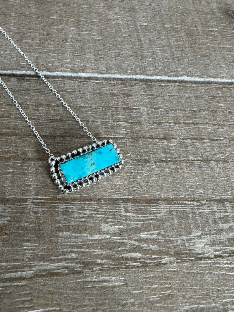 Studded Turquoise Bar Necklace