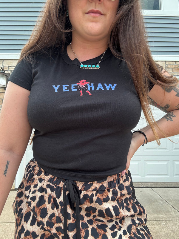 YeeHaw Baby Tee-Black