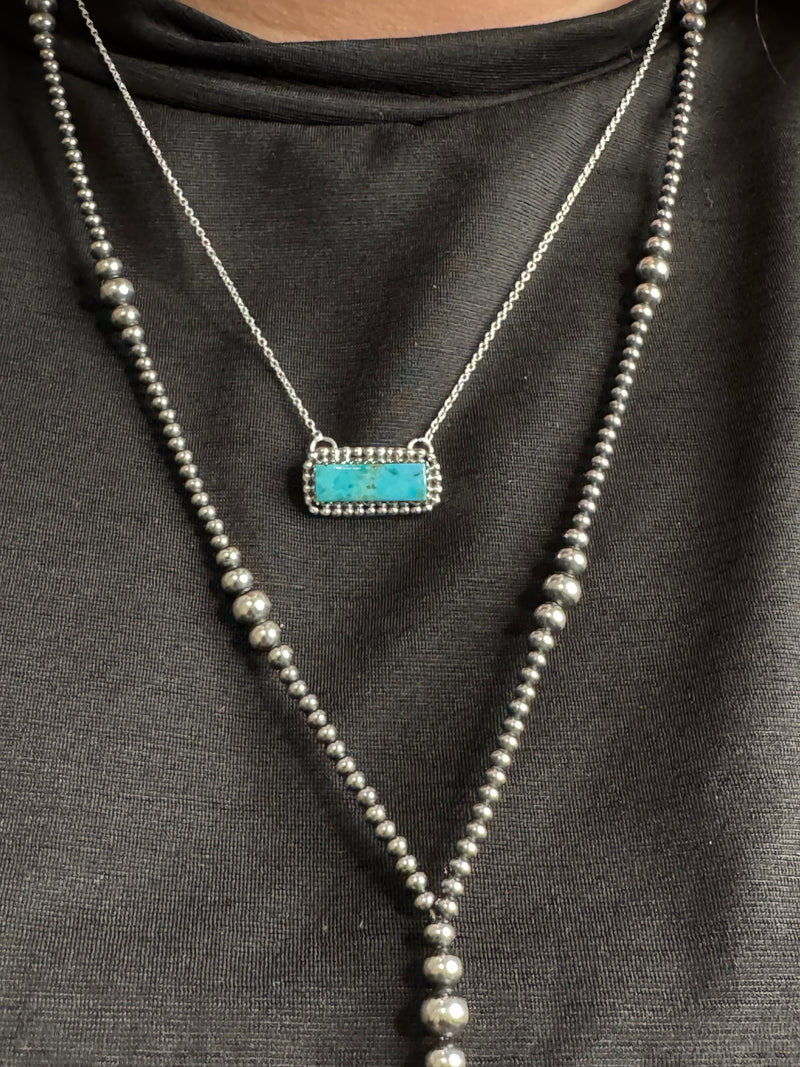 Studded Turquoise Bar Necklace