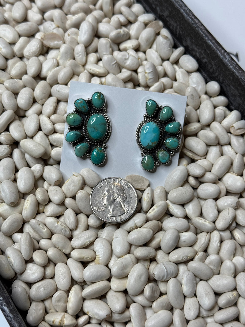 Half Cluster Turquoise Earrings