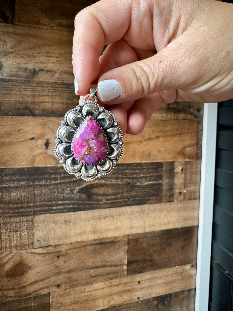 Big Pendant - Purple Dhalia & Sterling Silver