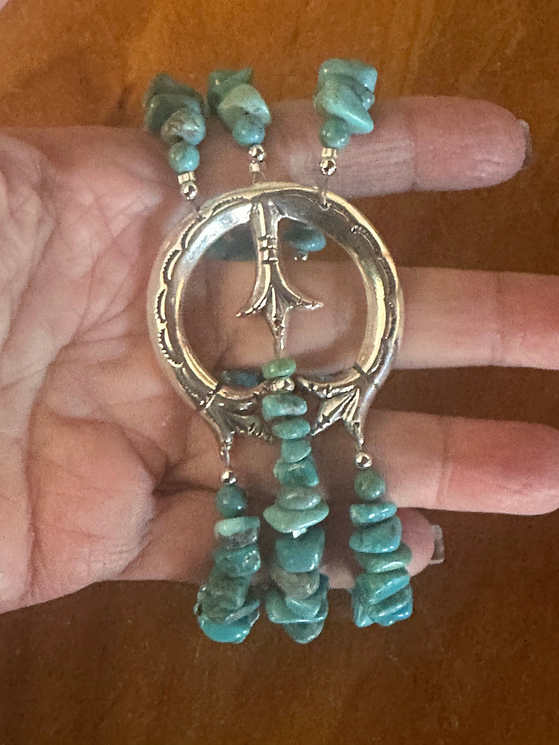 Paige Wallace Chunky Sterling Silver and Turquoise Naja Bracelet