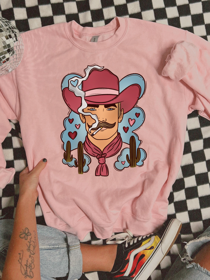 Valentine Cowboy Crewneck *Pink*