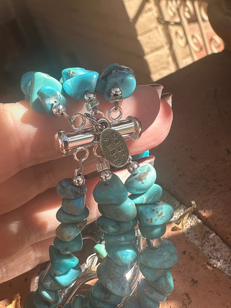 Paige Wallace Chunky Sterling Silver and Turquoise Naja Bracelet