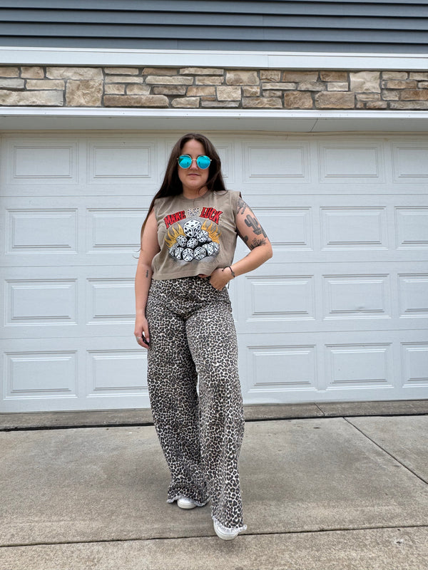 Leopard Wide Leg Jeans