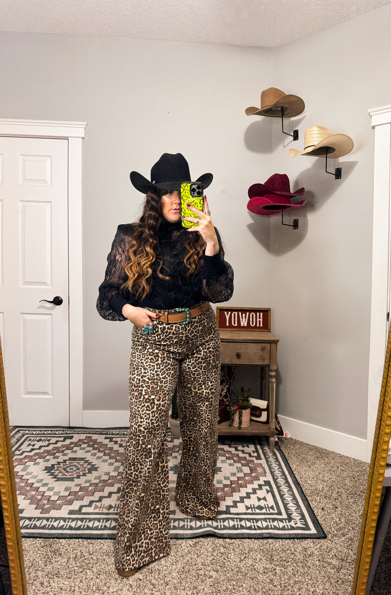 Leopard Wide Leg Jean