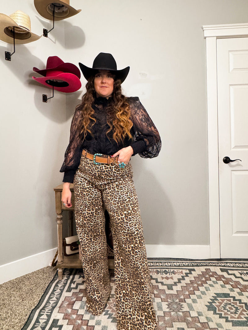 Leopard Wide Leg Jean