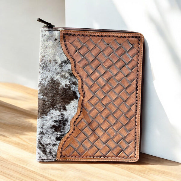 Cowhide & tooled leather planner
