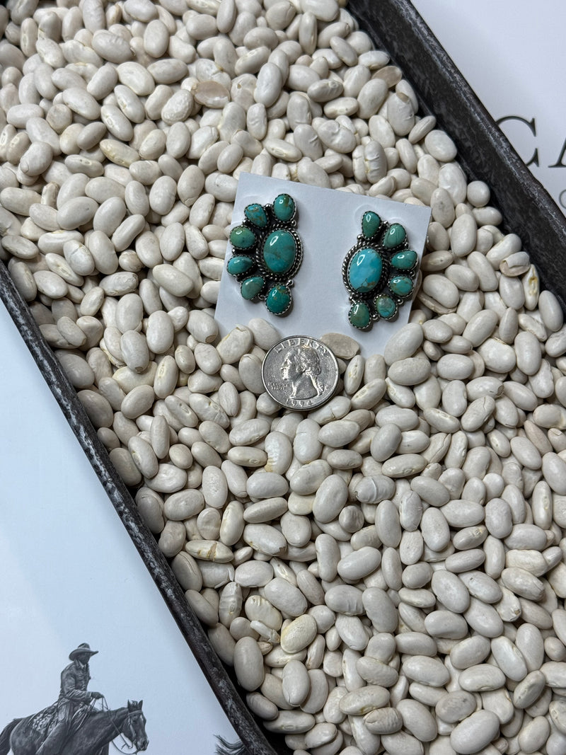 Half Cluster Turquoise Earrings