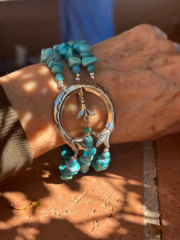 Paige Wallace Chunky Sterling Silver and Turquoise Naja Bracelet