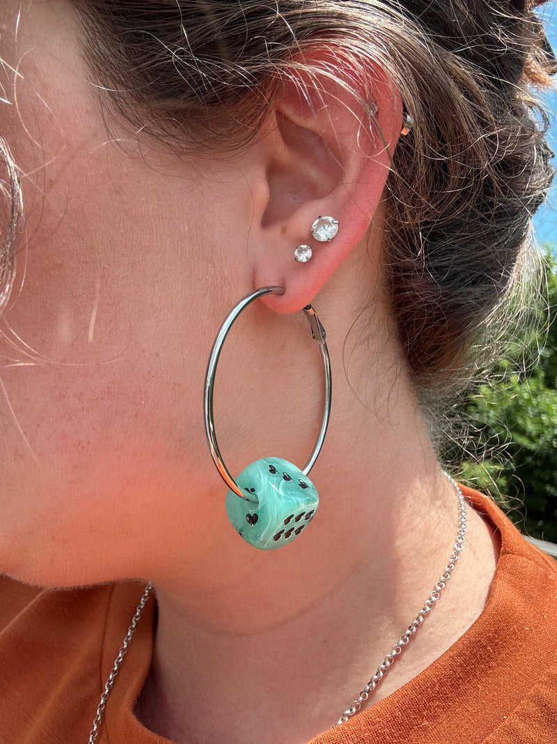 Dice Earrings - Green