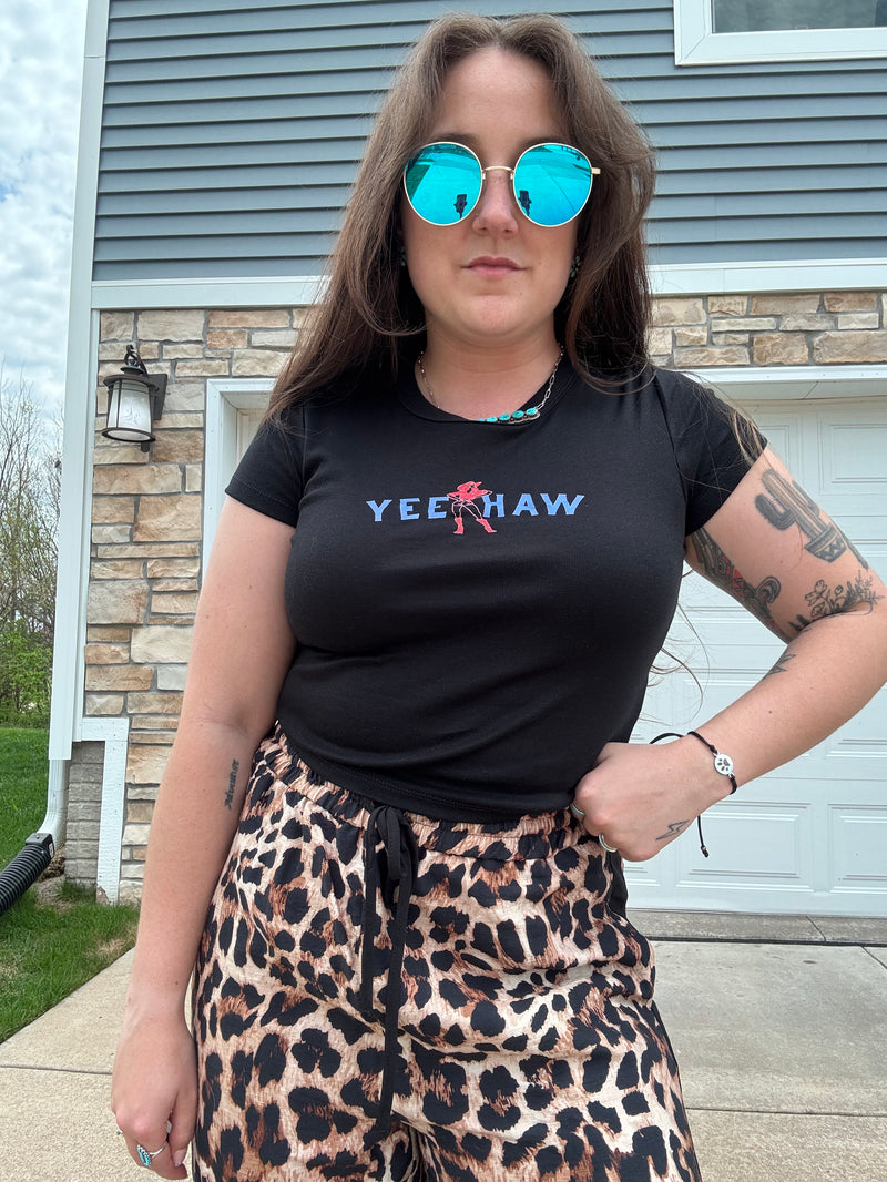 YeeHaw Baby Tee-Black