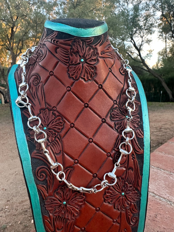 Sterling Silver Snaffle Bit Chain Necklace 20”