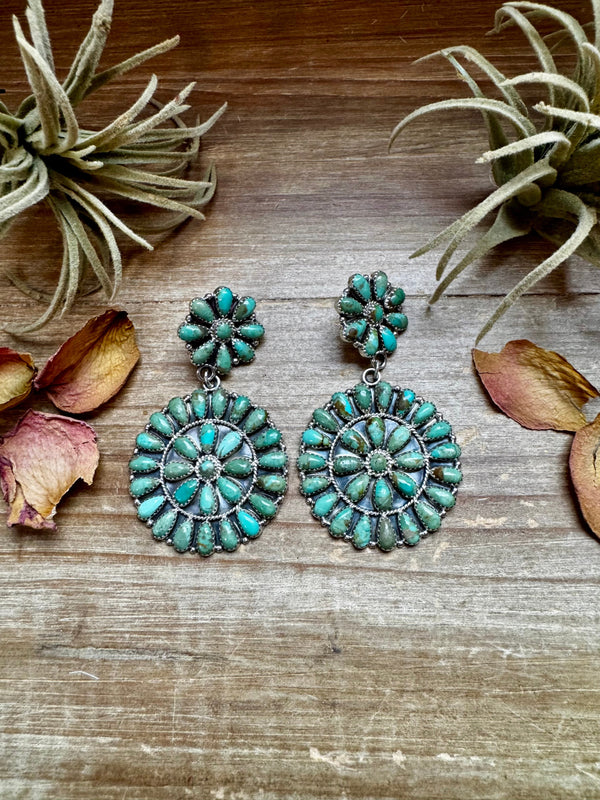 Cluster Dangle Earrings – Kingman Turquoise & Sterling Silver