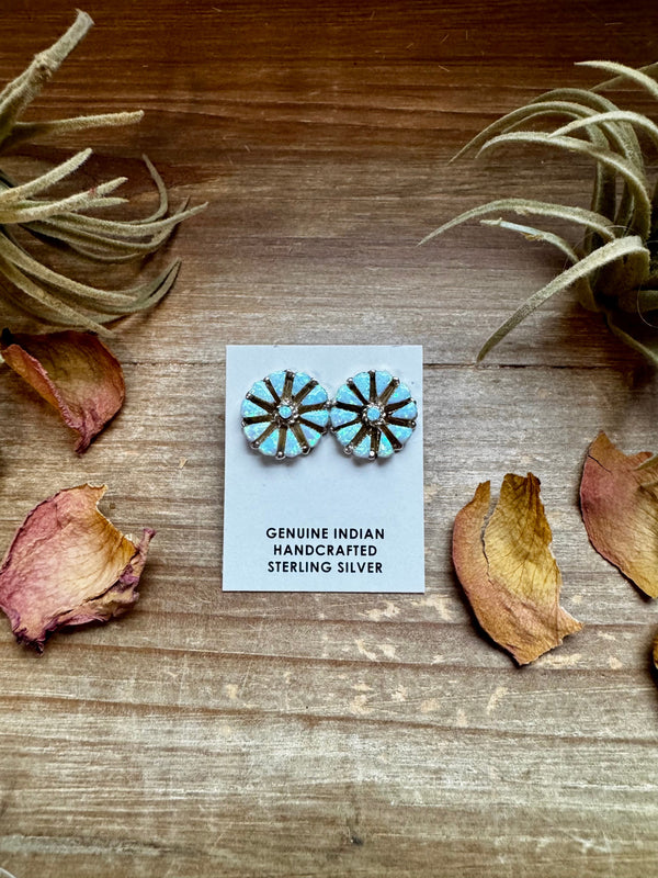 Cluster Earrings – White Opal & Sterling Silver