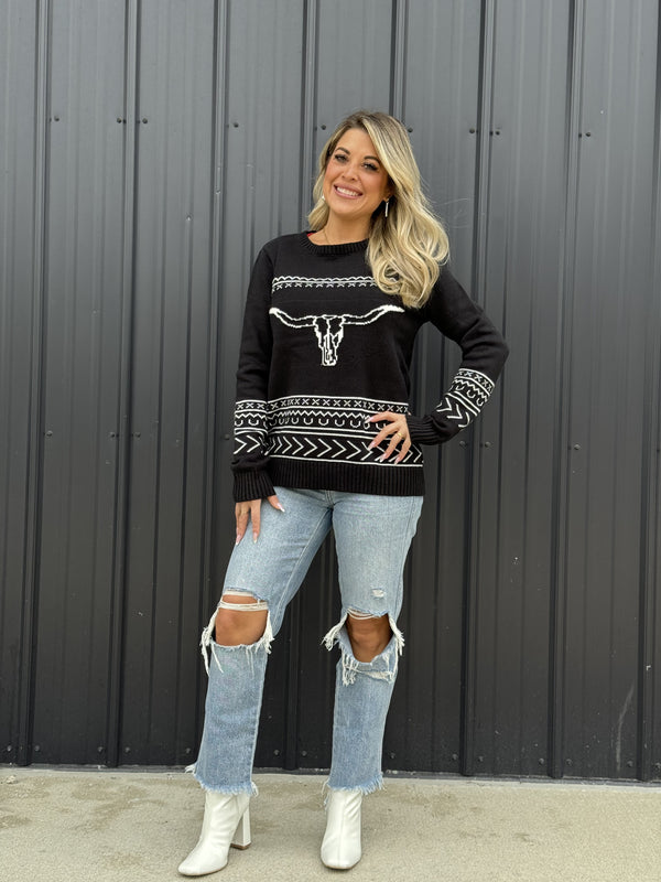 Longhorn Sweater- Black