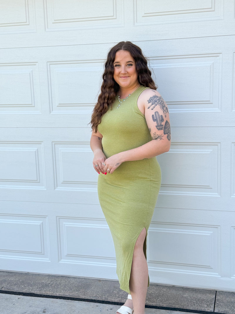 Madalyn Midi Dress- Olive