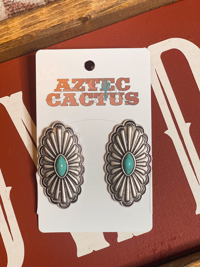 Large Concho Stud Earrings