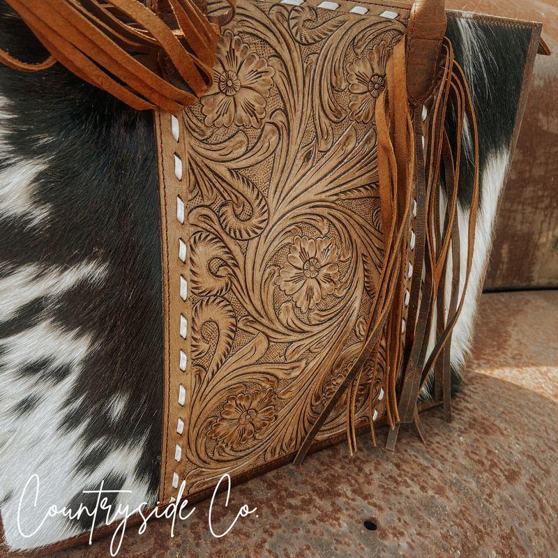 Jesse Conceal Carry Cowhide and Tooled Leather Tote Purse