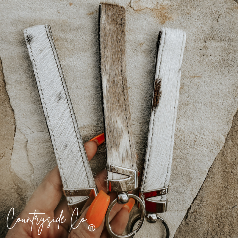 Cowhide Wristlet Keychain