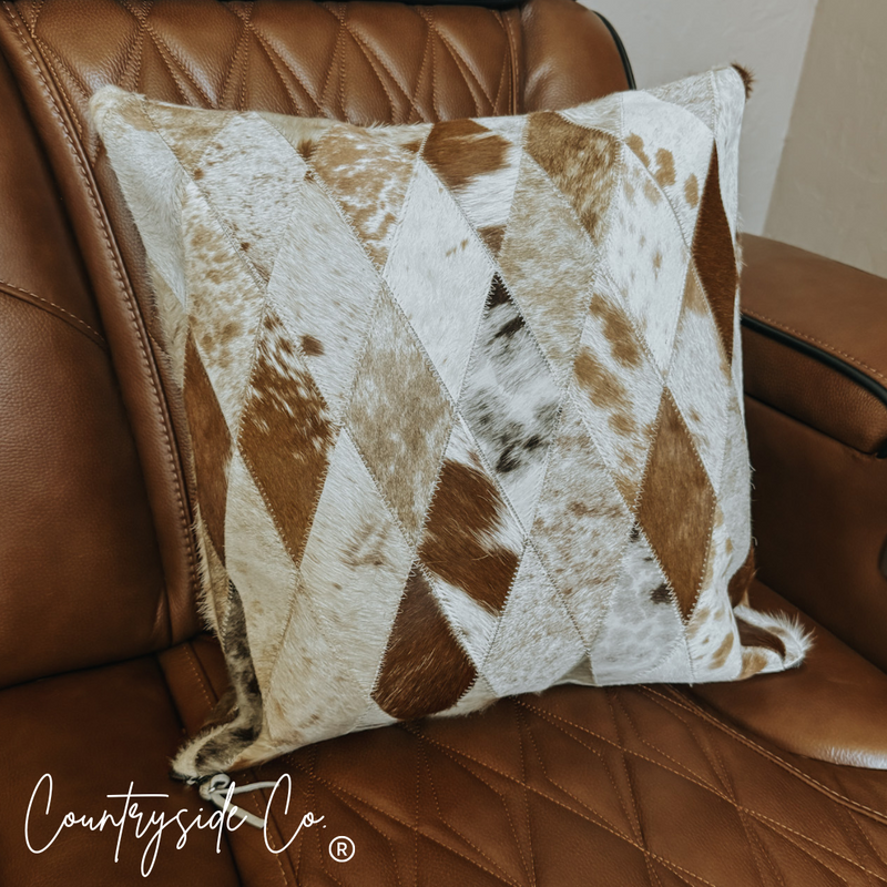 Diamond Cowhide Throw Pillow Cover