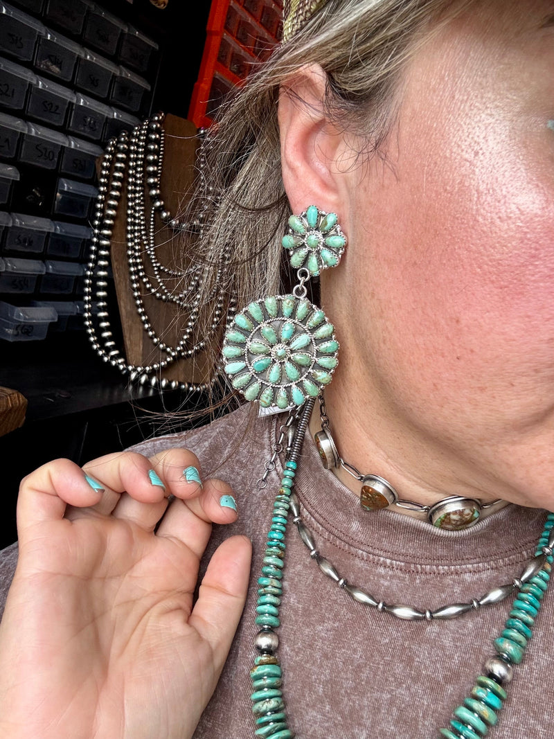 Cluster Dangle Earrings – Kingman Turquoise & Sterling Silver