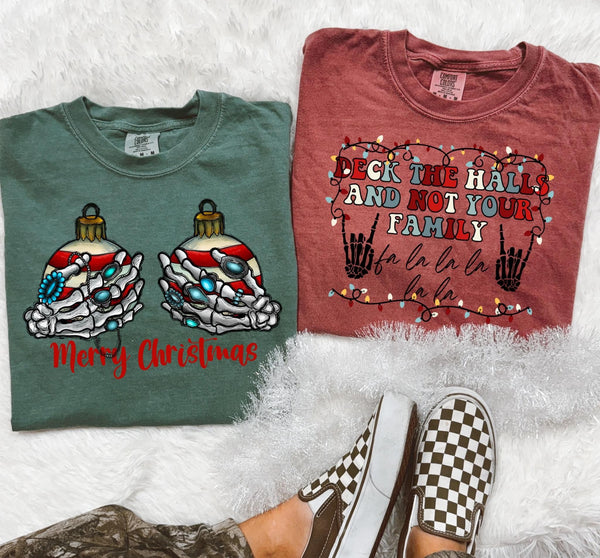 Merry Christmas Ornaments Hand Tee