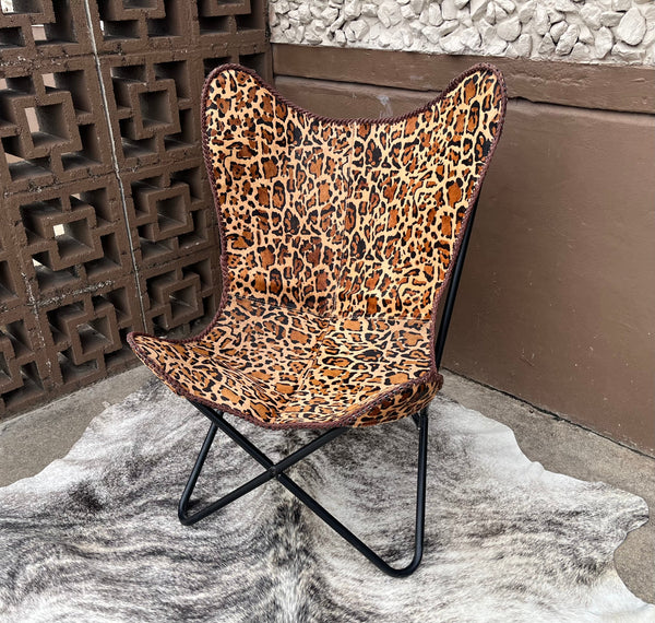 Leopard Print Cowhide Butterfly Chair