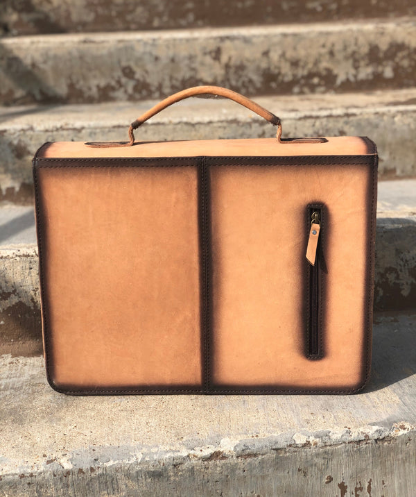 Burn Tooled Horse Leather briefcase