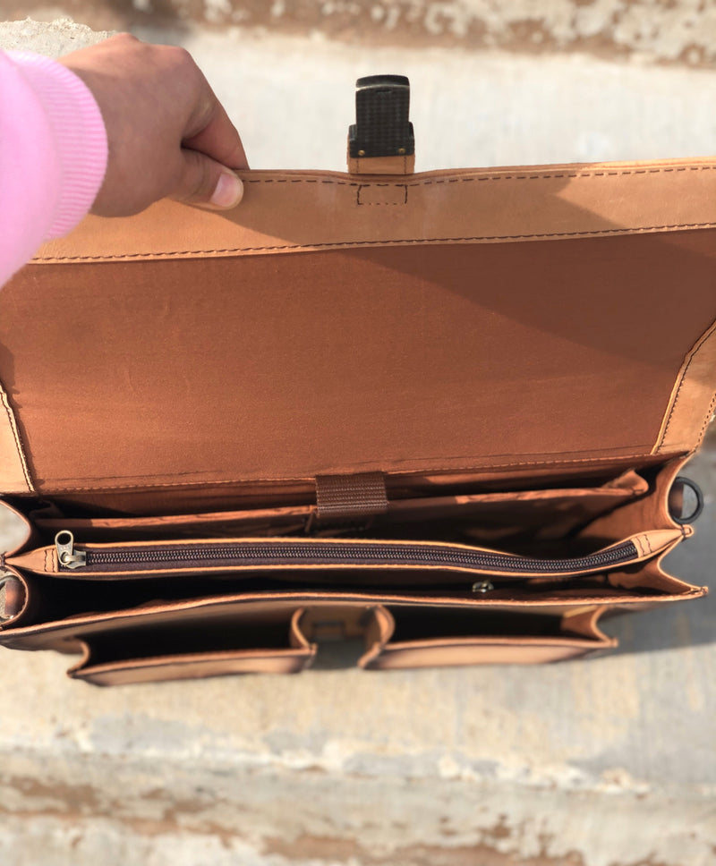 Burn Tooled Horse Leather briefcase
