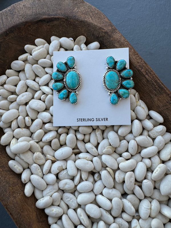 Half Cluster Turquoise Earrings