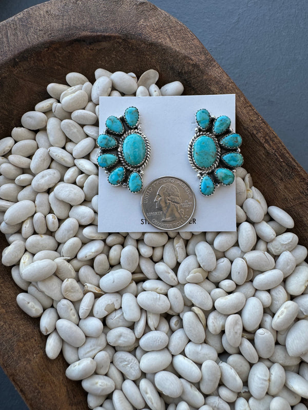 Half Cluster Turquoise Earrings