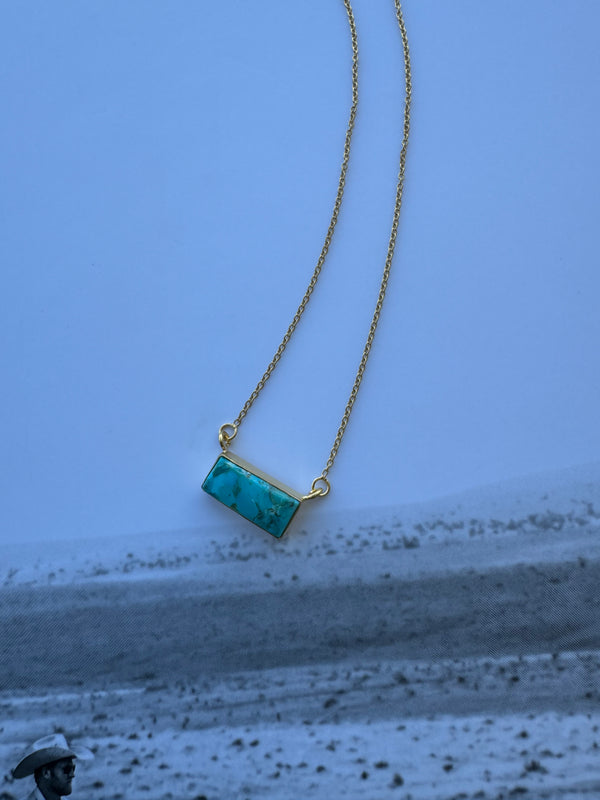 Gold & Turquoise Bar Necklace