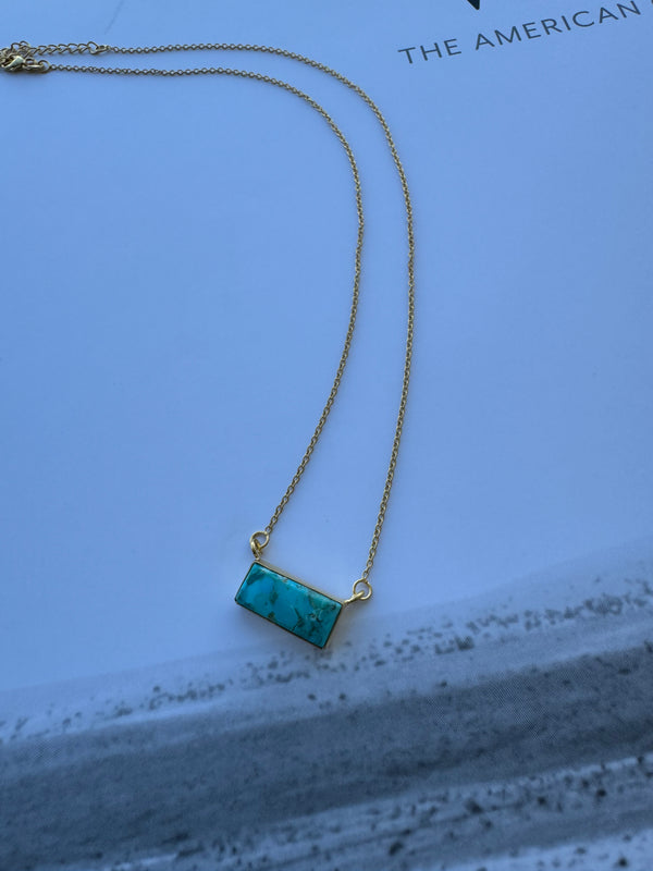 Gold & Turquoise Bar Necklace